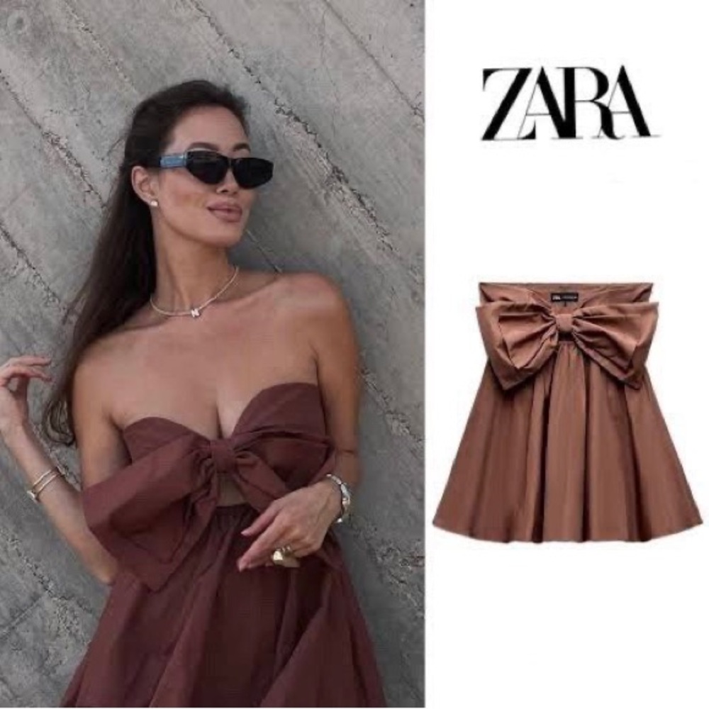 Zara Terracotta Bow Detail Dress